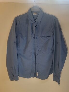 REI Quickdry Button Up Long Sleeve (Blue/Grey) - Womens Medium